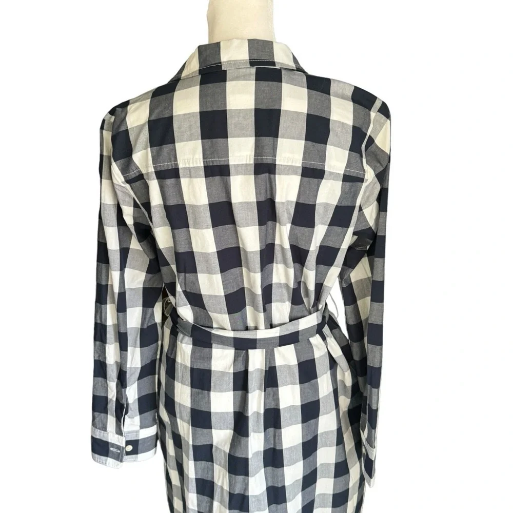 J. Crew - NWOT Gingham Belted Long Sleeve Shirt Dress Sz 4